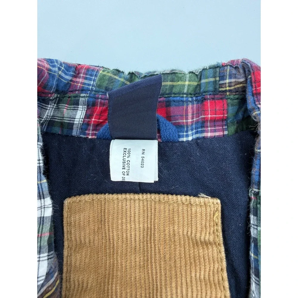 Gap Patchwork Blazer Boys 5T Red Blue Green Plaid Corduroy Elbow Patches Preppy